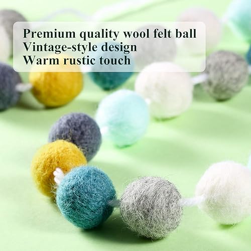 Miniatura 3 de Boao 2 guirnaldas de pompones de fieltro para decoración de Navidad, 6.5 pies de largo, 24 cuerdas de pompones para pared, decoración de árbol de