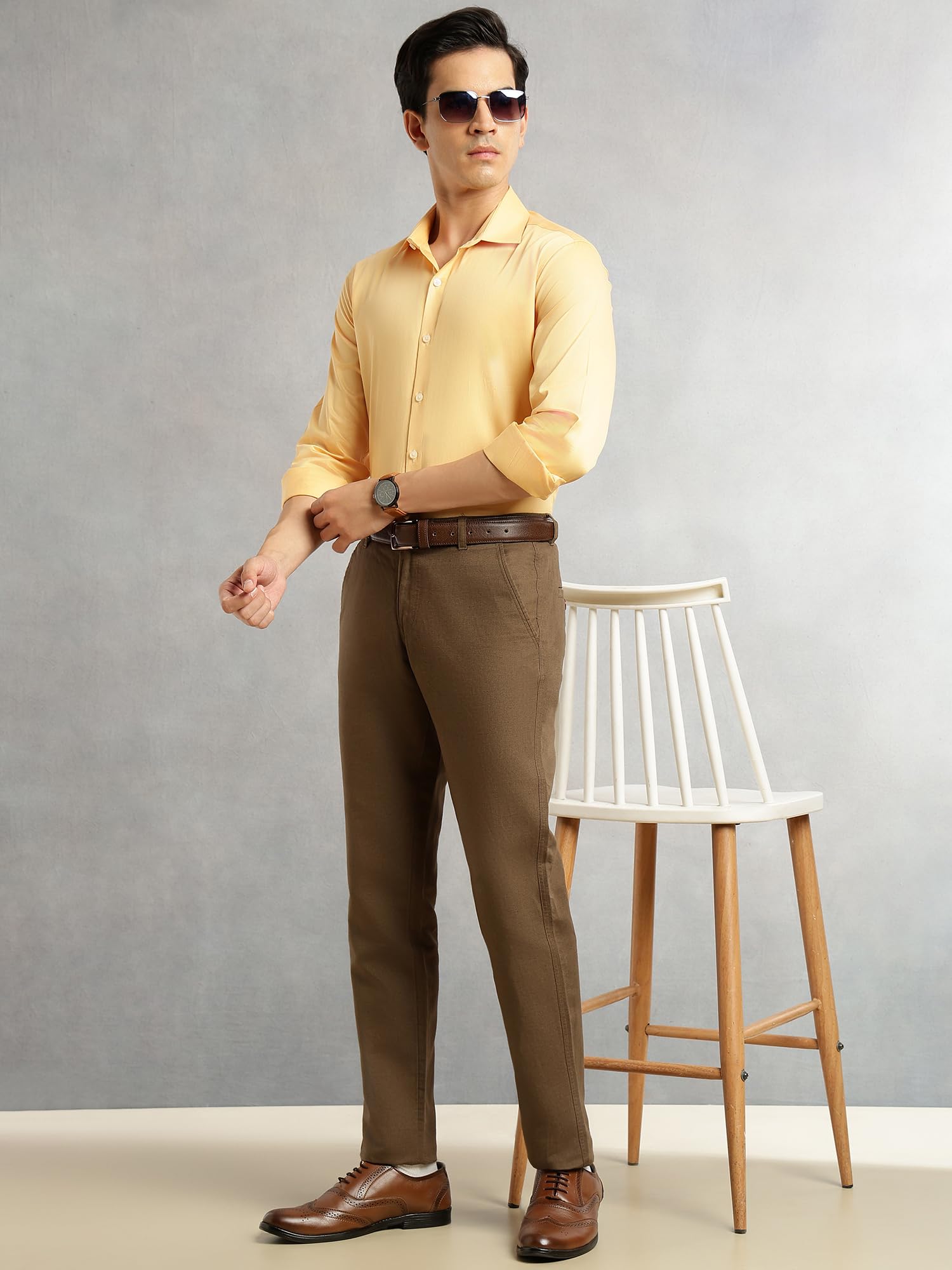 Thomas Scott Camisa para hombre, corte normal, formal, 100% algodón, manga larga, cuello ancho, camisa sólida de oficina para hombre