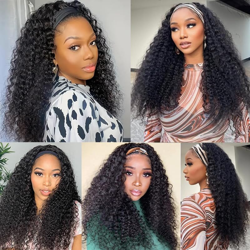 Headband Wig Human Hair Wigs for Black Women Glueless None Lace