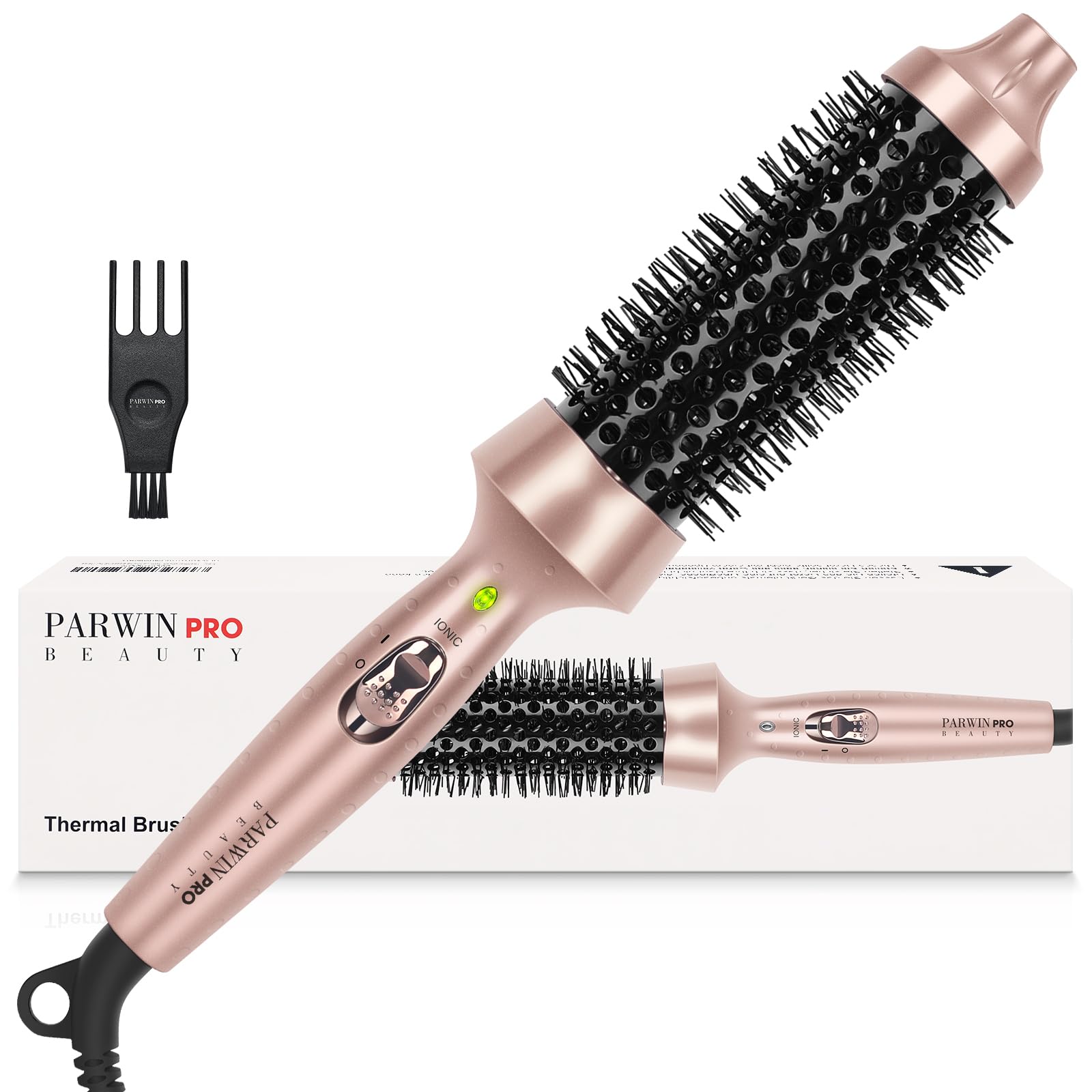 Thermal Brush, 1.3"/35mm Heated Round Brush, Ionic Hot Brush Create Shinier & Smoother Curls, Not for Blow Drying, Fast Heating, Dual Voltage, 60Mins Auto Shut Down, Gold