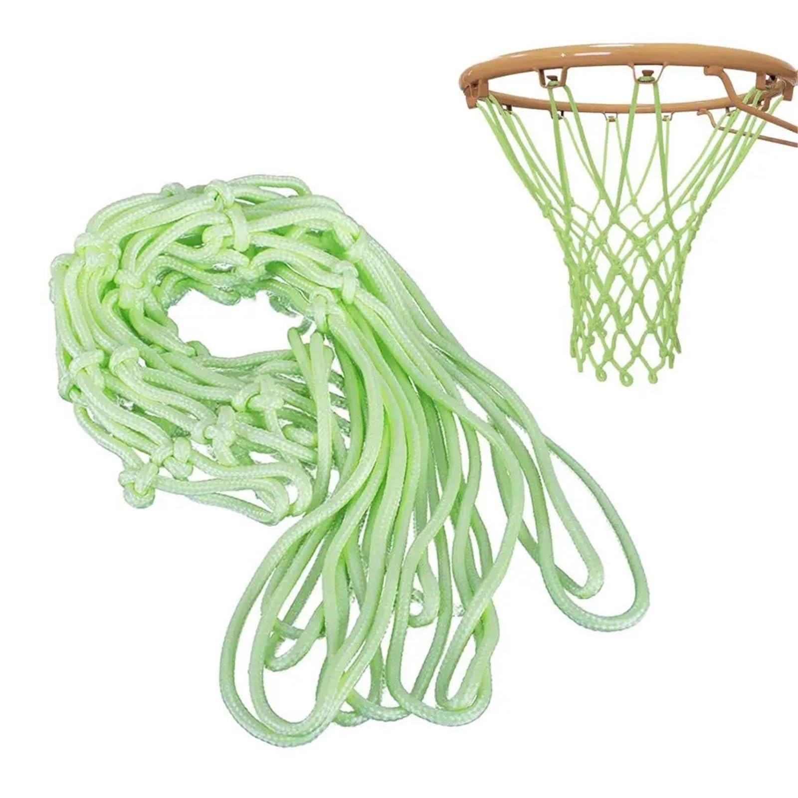 4er-Set Nachtlicht-Basketballnetz aus Nylon, leuchtender Korb, 12 Schlaufen Für Basketball
