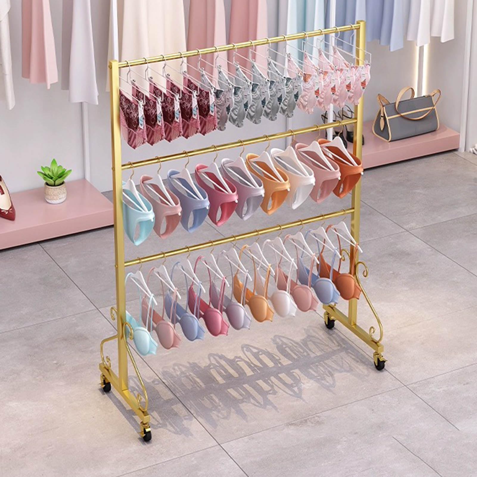 DETMOL Commercial Metal Bra Display Stand - Laundry Rack for Retail Stores, Panties, Shorts, Hijabs, Silk Scarves, Underwear, Towels, Hangers - Perfect for Clothing Boutiques and Shopping Malls.