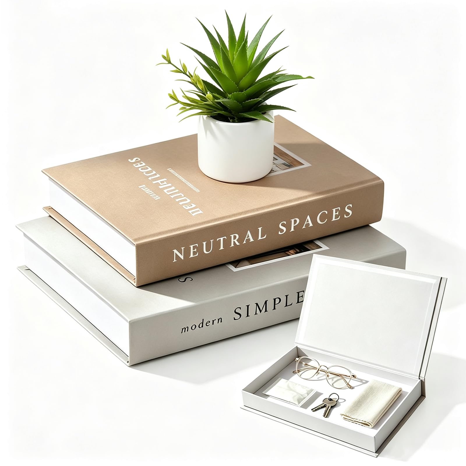 BIZOI 2Pcs Foldable Faux Books for Decoration, Decorative Faux Books Boxes, Modern Fashion Decorative Book Set, Vintage Book Storage with Magnetic Buckle for Home Office Bar Coffee Table Bookshelf