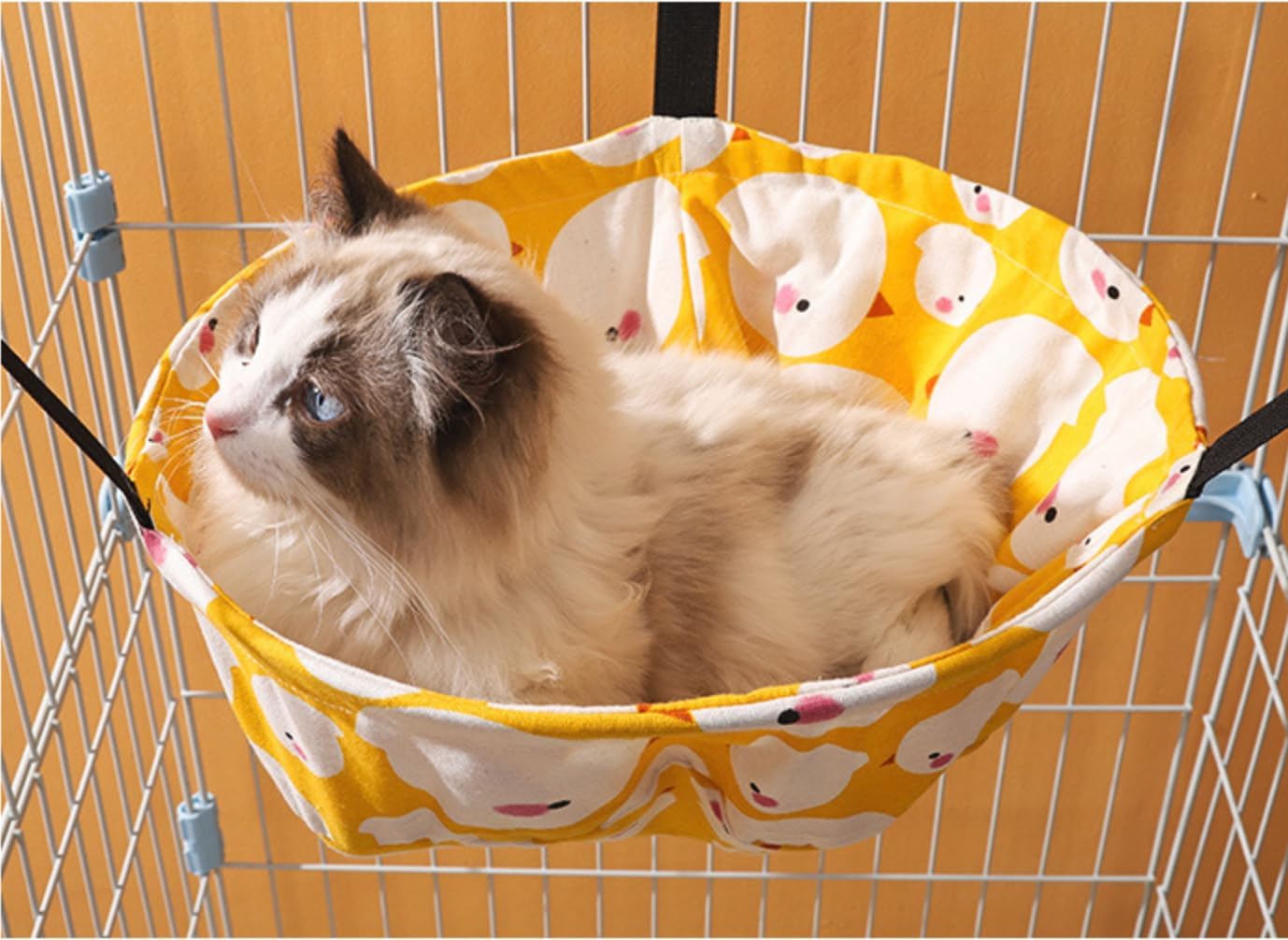 SHENGOCASE 2-Pack Cat Hammock Lounge Cat Hanging Bed for Cage Kennel Chair with Metal Frame, Adjustable Straps (Orange)