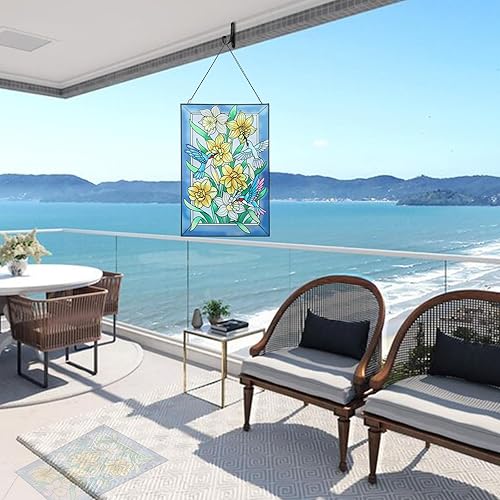 Miniatura 9 de MUMTOP Colibrí - Atrapasoles para colgar en la ventana, 12 pulgadas, grande, colorido para ventana, atrapasoles de luz de pájaros para sala de