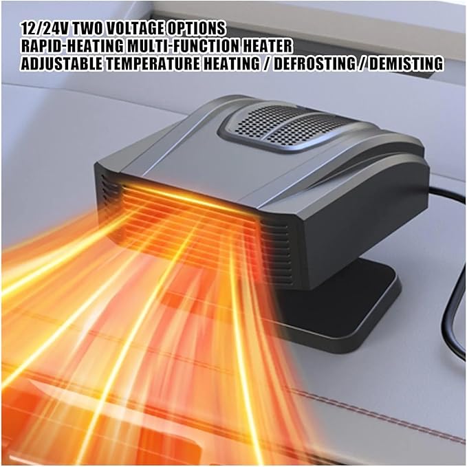 Calefactor Eléctrico Portátil 12V 150W para Auto con Ventilador y Desempañador miniatura 5