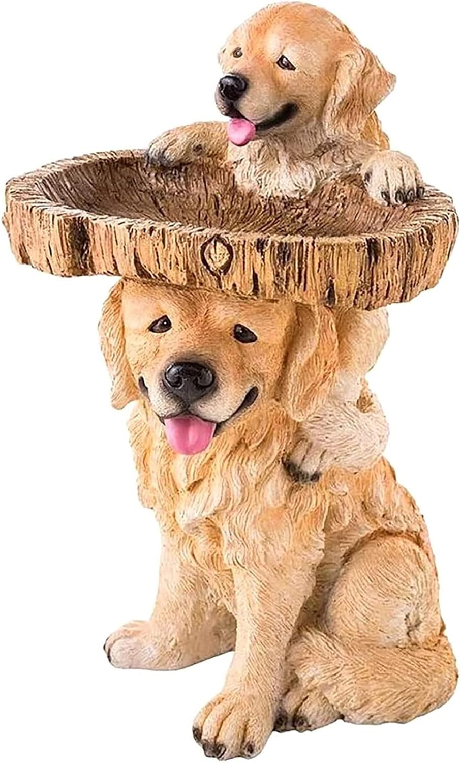 Bird Bath Dog-Shaped Resin Bowl Bird Bath Free-Standing Ground Feeder 8x4x3.2in Decorative for Outside Garden Yard, Bowl