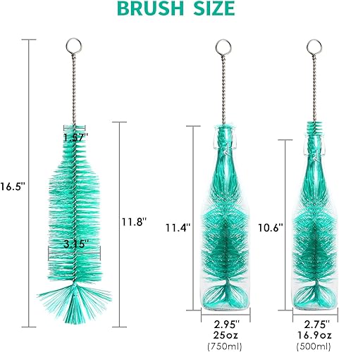 Miniatura 9 de Cepillo para botellas especialmente para limpiar todo tipo de botellas de vino de cuello estrecho, botellas de cerveza, botellas de refrescos,
