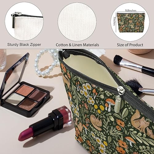 Miniatura 10 de jeilink Linda bolsa de maquillaje divertida con diseño floral de animales para amantes, mujeres, niñas, hijas, enfermeras, compañeras de trabajo,