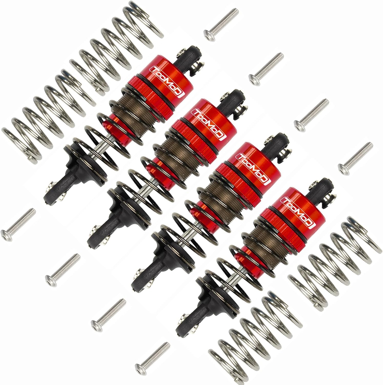 1/10 55MM RC Oil filled Shock Absorbers kit for Tamiya TT-01 TT-02 WR-02 M05 M06 TA05 1:10 On Road Car Upgrades Replace Parts (Red)