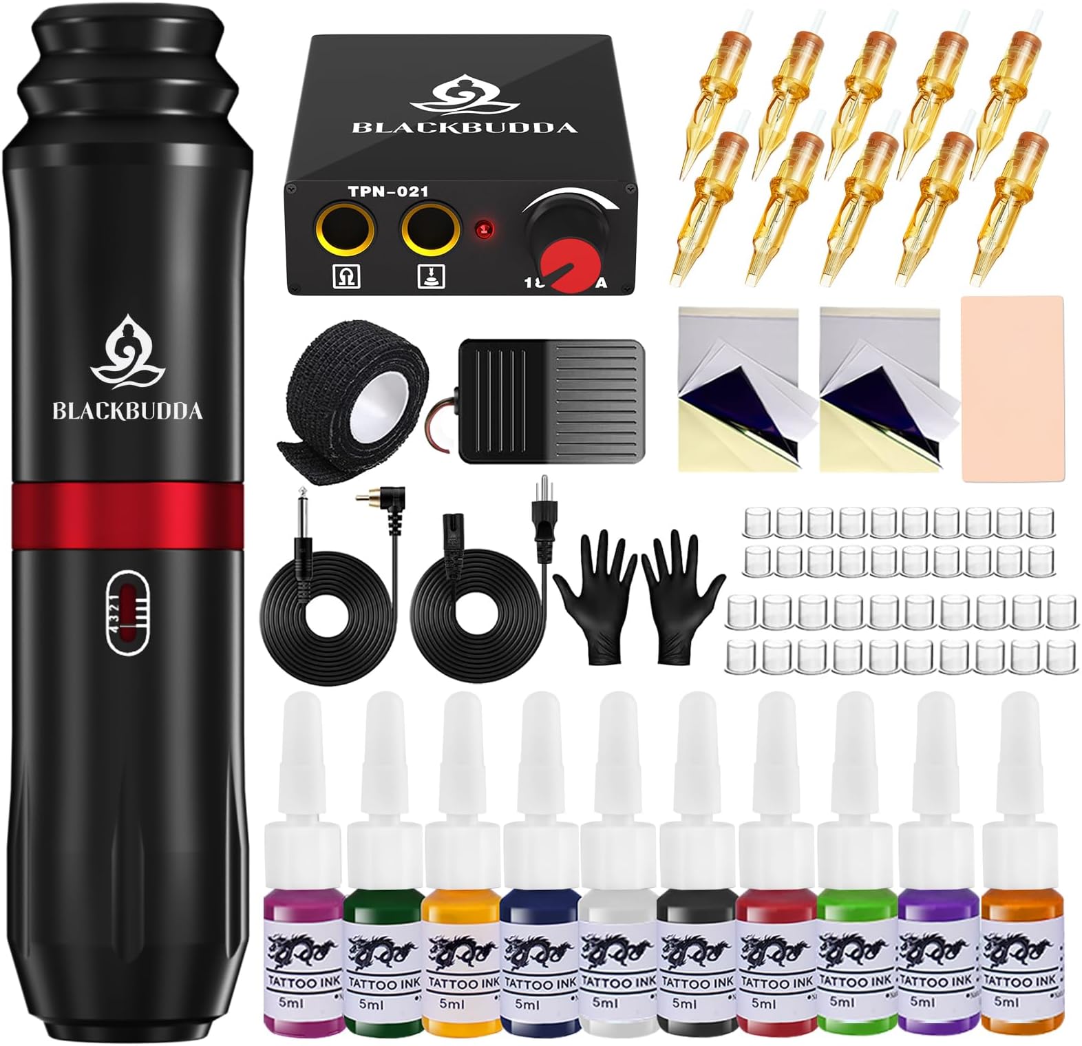 Tattoo Gun, Blackbudda Tattoo Kit for Beginners Rotary