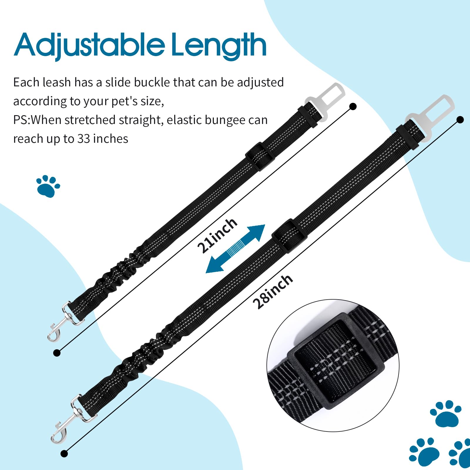 Cinturón de seguridad ajustable para perro, para coche, cinturón de seguridad de nailon para mascotas, para viajes