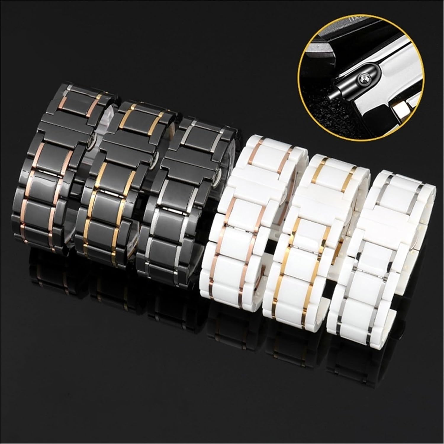 Quick Release Cerami Stainless Steel Watch Band 14-24mm Universal for Men and Women