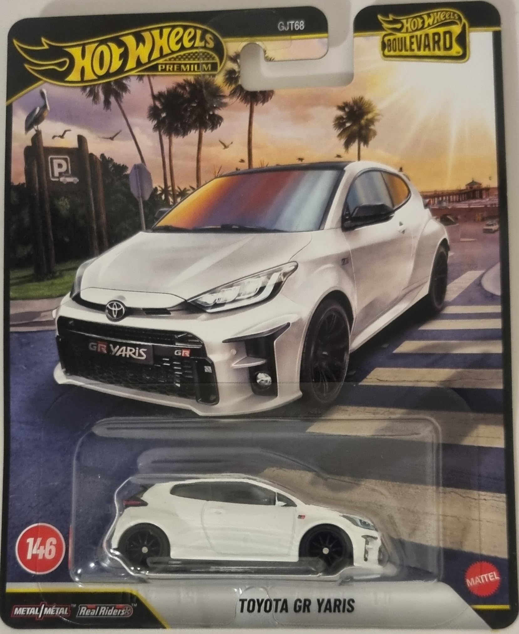 Hot Wheels Boulevard for Toyota GR Yaris Toy Vehicles for Vehicles 3 Years and Up, White, JHW19