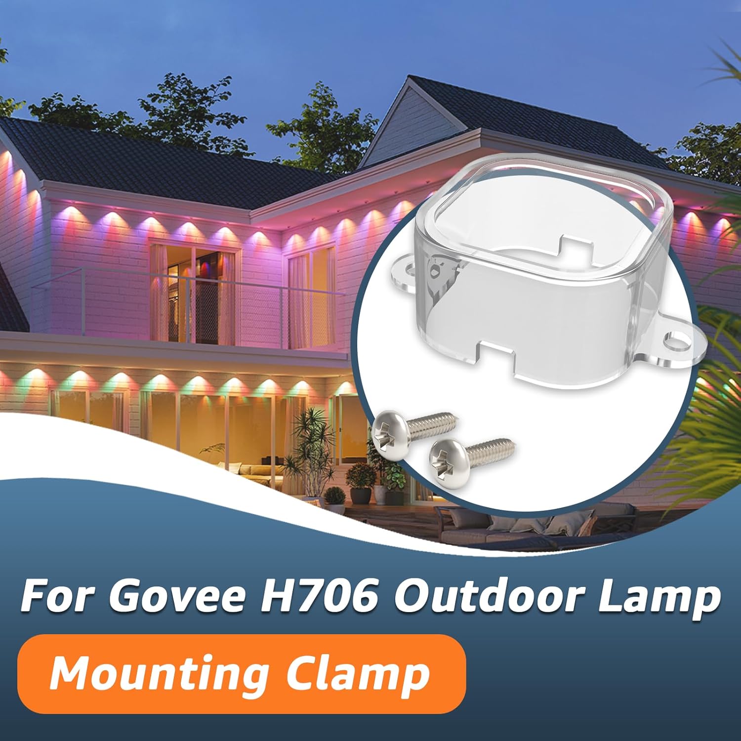 90 PCS Mounting Brackets Compatible with Govee Pro Outdoor Lights H706A/B H806A/B, Light Clips for Govee Pro Outdoor Lights 150FT, Fully Enclosed Light Brackets Replaces 3M Adhesive - Clear