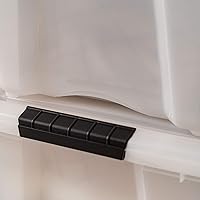 Vista 8 de IRIS USA - Contenedores de almacenamiento de plástico apilables de 32 cuartos de galón con tapas y hebillas de cierre, paquete de 4 unidades, Perla