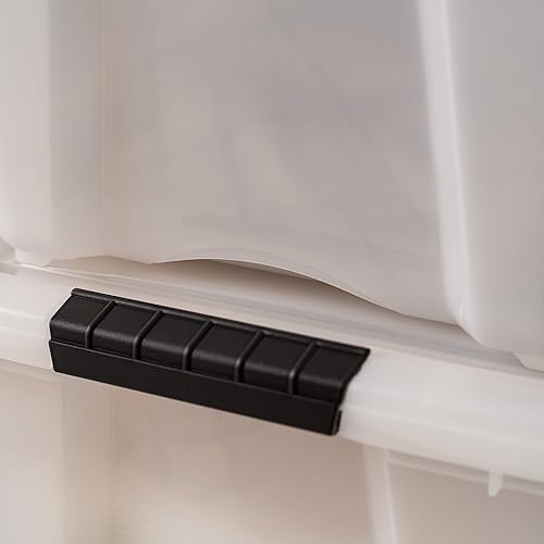 Miniatura 8 de IRIS USA Bolsa de almacenamiento de plástico de 32 cuartos de galón, paquete de 4, perla, contenedor organizador de contenedores con tapa duradera y