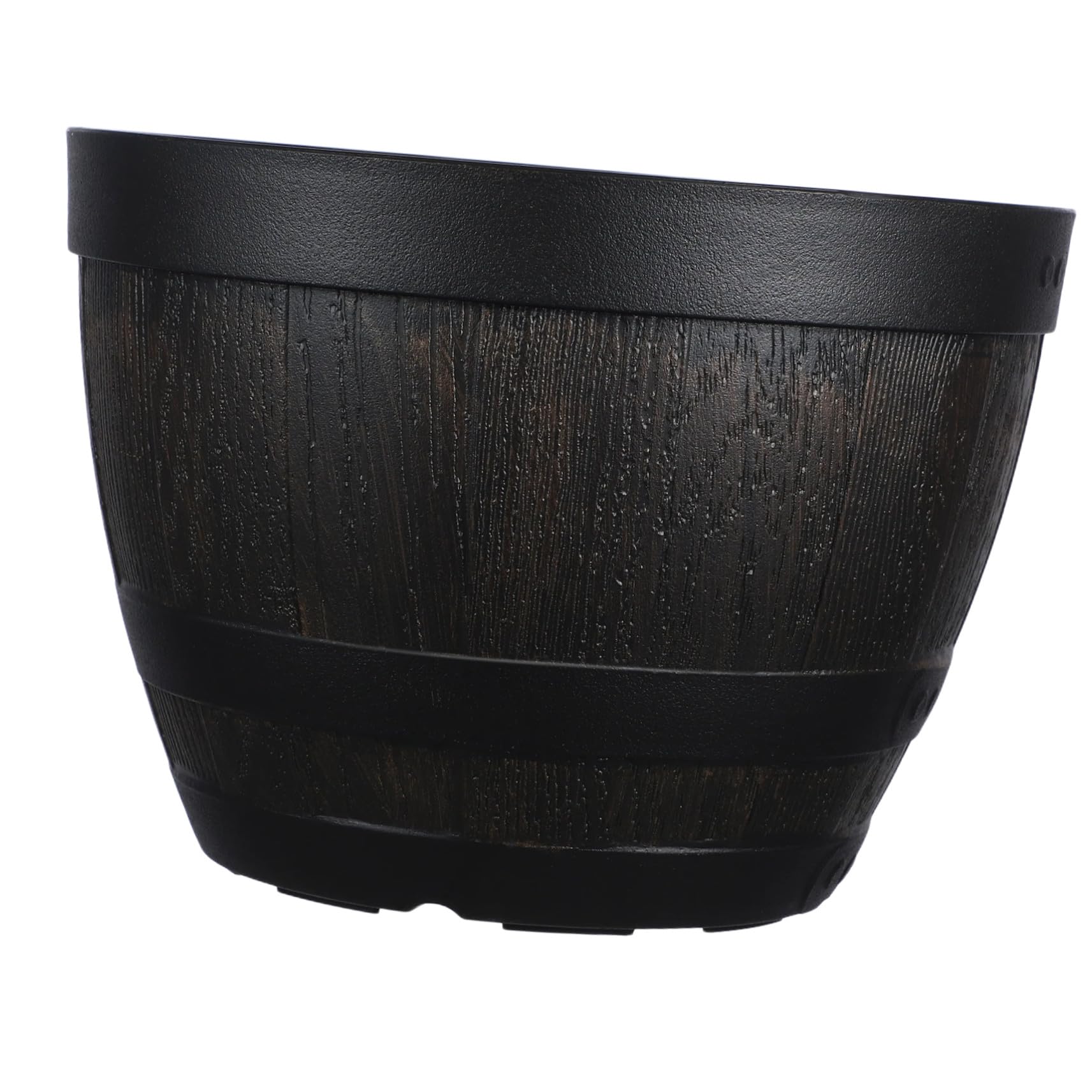 Jardinière en plastique noir SHINEOFI grand baril vintage pour aménagement extérieur de cour