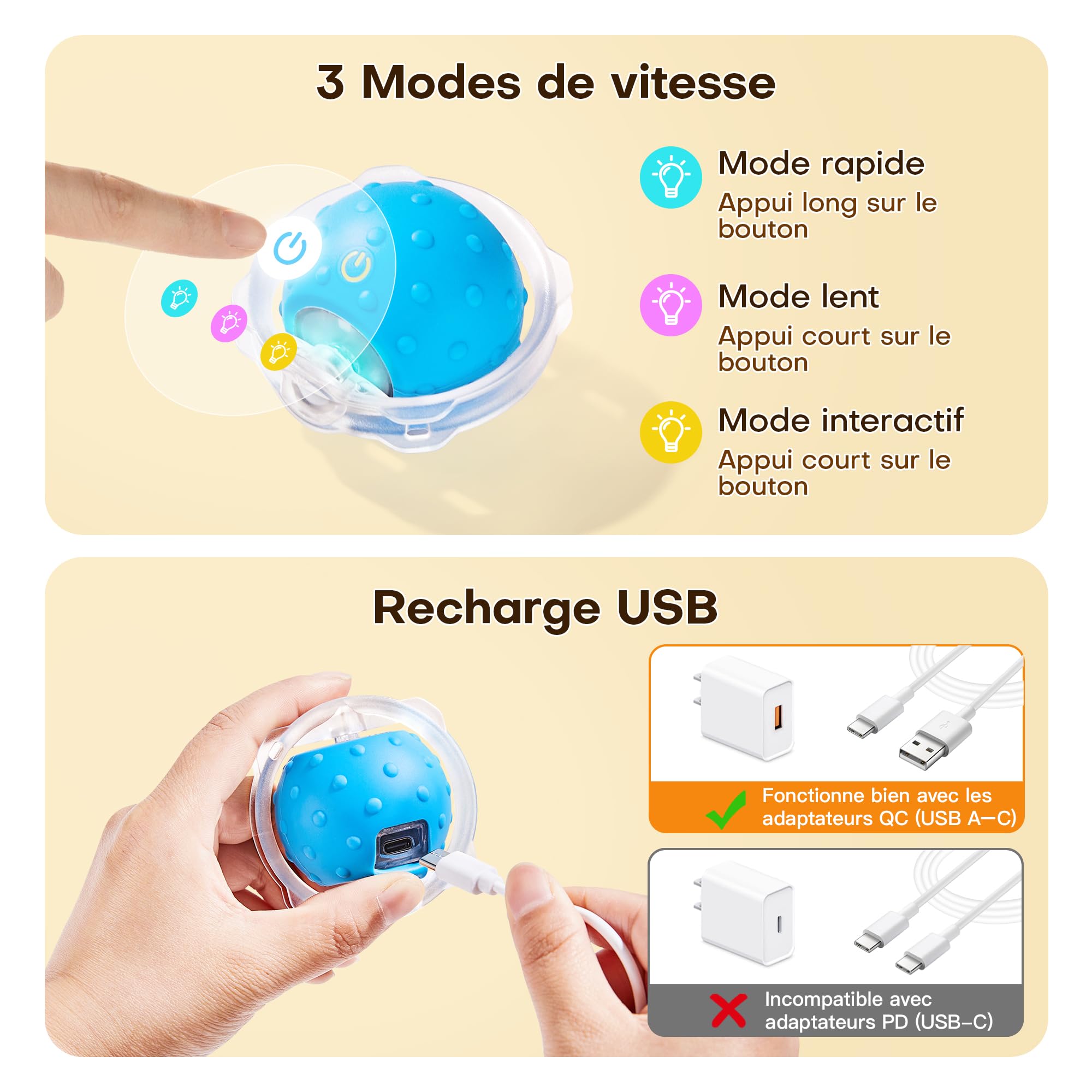 Potaroma Jouet interactif pour Chats d’intérieur – Balle Mobile Animal Squeaky avec Tapis de Jeu 71,1 cm