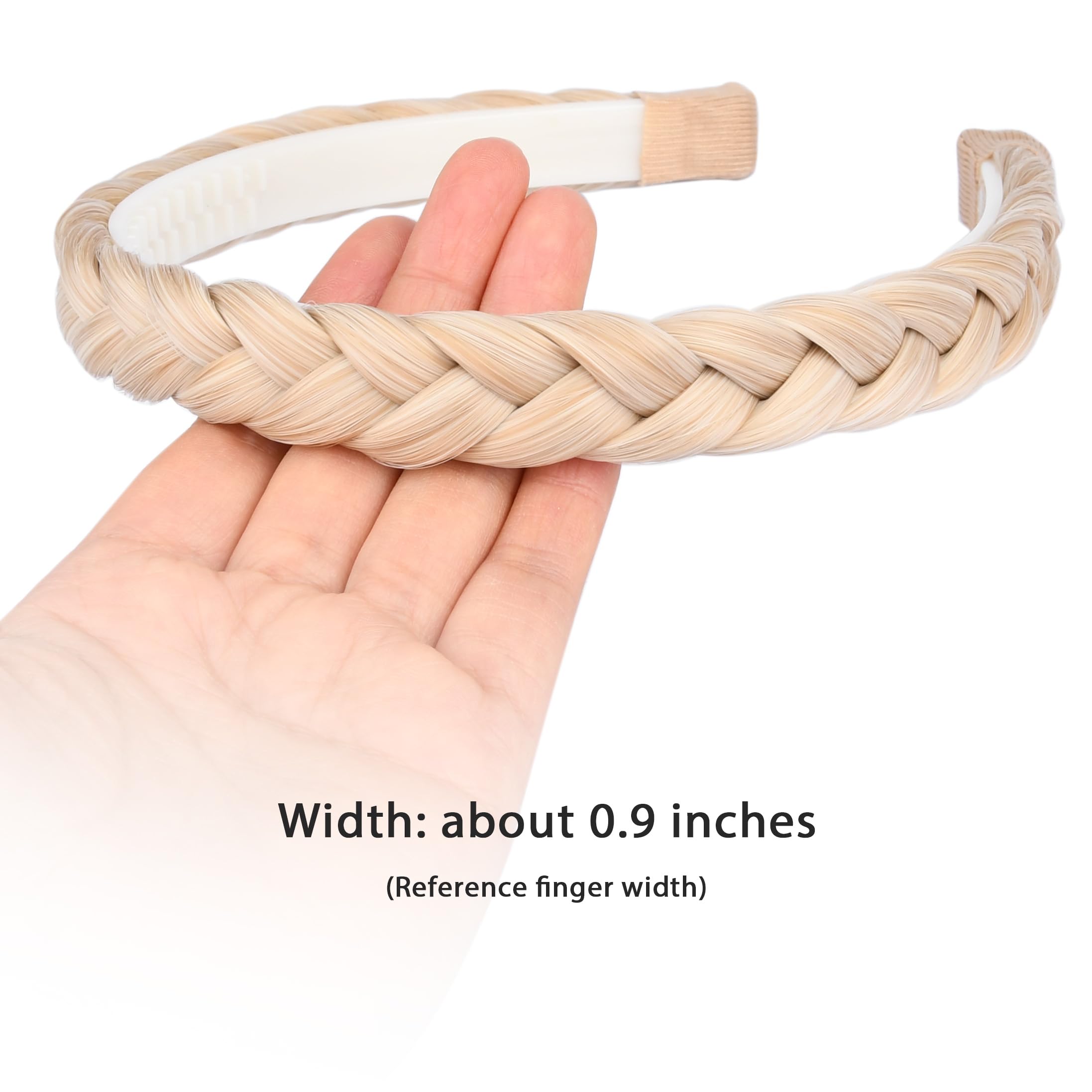 Gledola Braided Headband With Teeth Braids Hairband With Tooth Synthetic Hair Band Plaited Hairband For Women (Light Honey Blonde) - Image 3