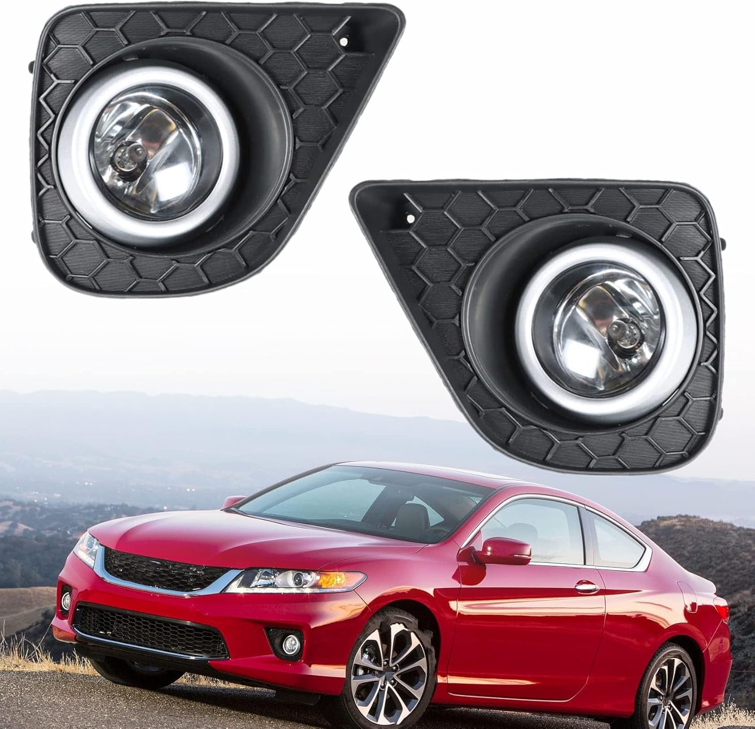 2-Pack Front Bumper Driving Fog Lights Assembly Left and Right Side Replacement for Accord Coupe 2013-2015