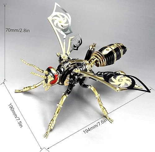 Miniatura 2 de Kit de modelo de avispón gigante del norte de metal 3D: bloques de construcción de avispas de bricolaje, rompecabezas difícil para adultos,