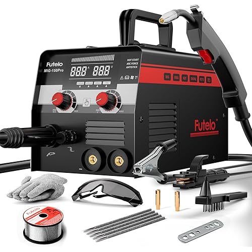 150A MIG Welder, 3 in 1 Flux Core/Lift TIG/Stick Welding Machine 110V, Portable IGBT Inverter Gasless Welder with Synergy & Large LED Display for Metal Repair