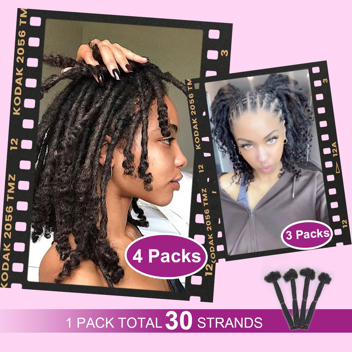 8 inch 30 Strands Loc Extensions Human Hair Curly Ends, Real 0.6cm Width Human Hair Dreads Extensions for Man/Women Full Handmade Dreadlocks Can be Dyed(Natural 1B)