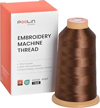 Poolin Polyester Machine Embroidery Thread 4000M 40WT Mocha Brown 0157