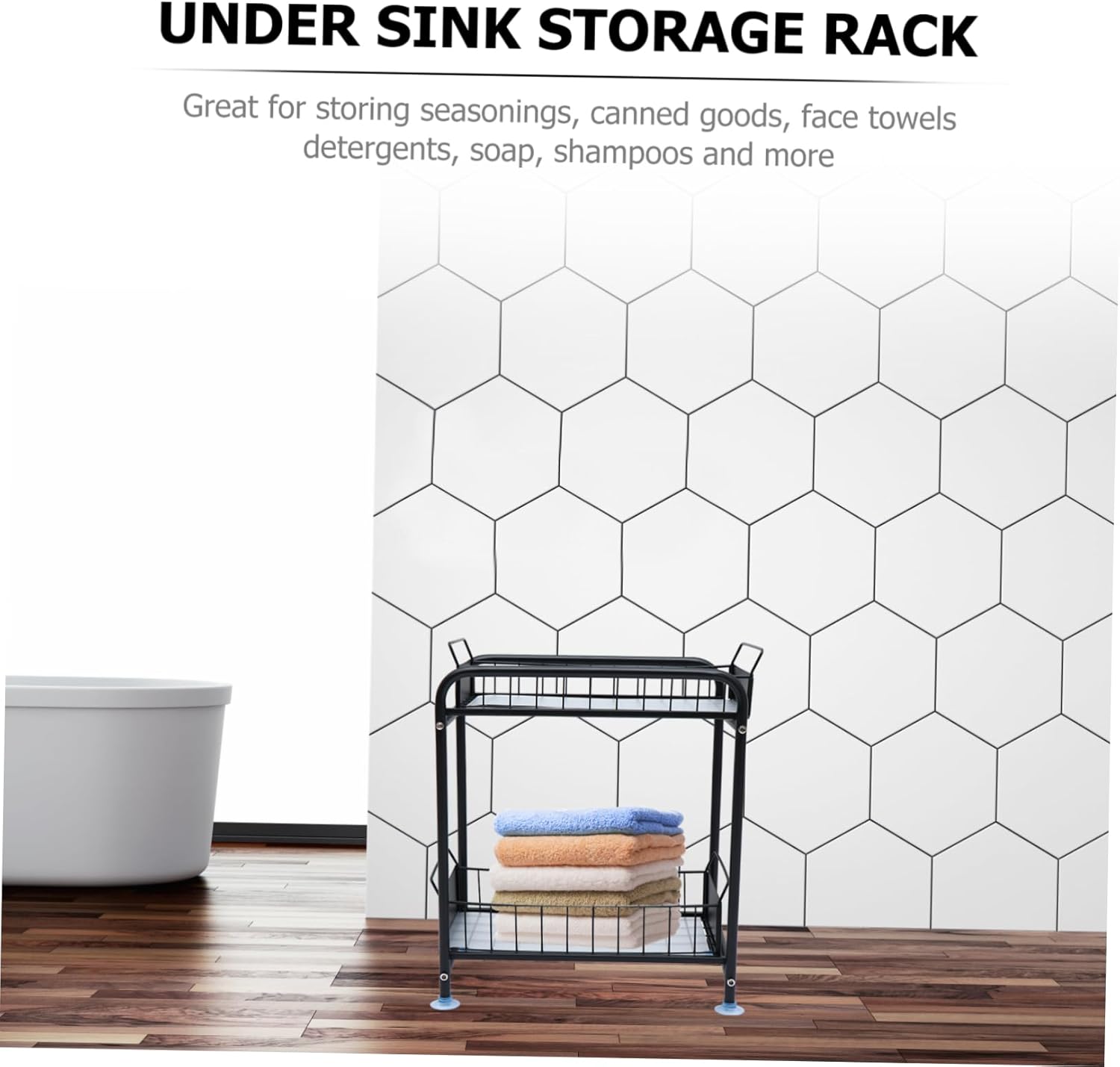 Kitchen Sink Storage Rack Two Drawer Organizer for Kitchen Bathroom Design for Items Easy to Clean Compact and