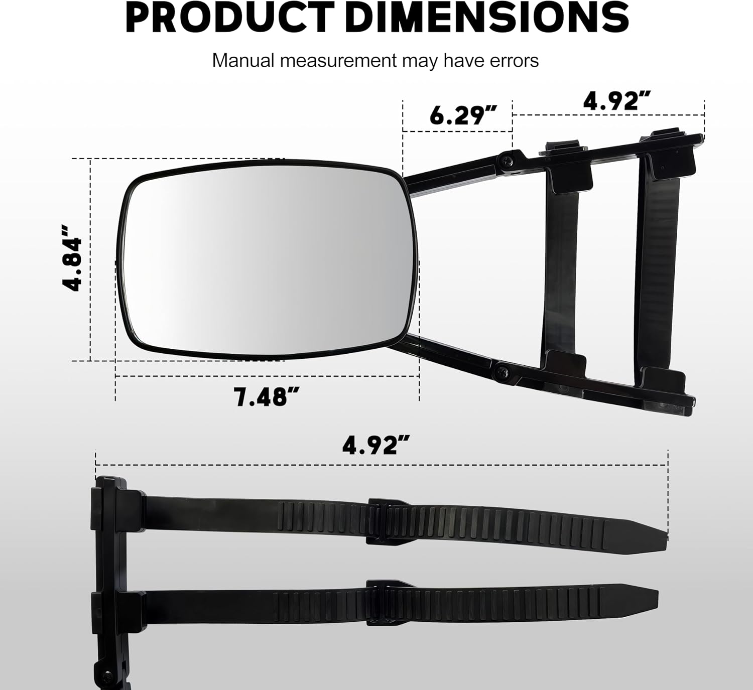 Extended Towing Mirrors, Universal Clip-On 360-Degree Rotating Adjustable Trailer Mirrors for Towing, Compatible with the Rearview Mirrors of Most Cars, Trucks, and Trailers