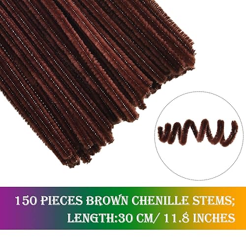 Miniatura 2 de Juego de 750 limpiadores de pipas de Navidad, incluye 150 piezas de limpieza de pipas marrones, tallos de chenilla, 200 pompones rojos y 400 piezas