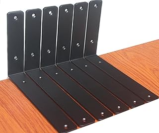 6 Pack - L 9" x H 6" x W 1.5", 5mm Thick Rustic Shelf Bracket, Iron Shelf Brackets, Metal Shelf Bracket, Industrial Shelf Bracket, Modern Shelf Bracket, Decorative Shelving, Shelf Supports with Screws