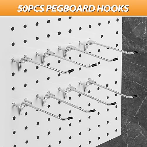 Miniatura 5 de Gancho para tablero de clavijas, 50 piezas, accesorios de tablero de clavijas, resistente y duradero en forma de L, metal galvanizado apto para