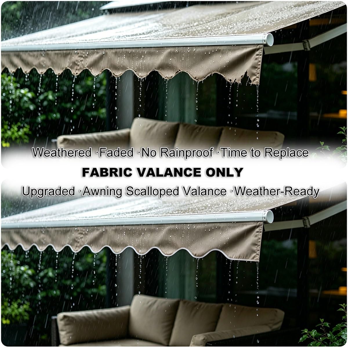 Générique Toile de Lambrequin H 25cm pour Store Banne, Remplacement en Polyester Déperlant 320g/㎡ avec Jonc, Protection Solaire pour Jardin Terrasse Camping-Car(Yellow Green,B700cmxH25cm)