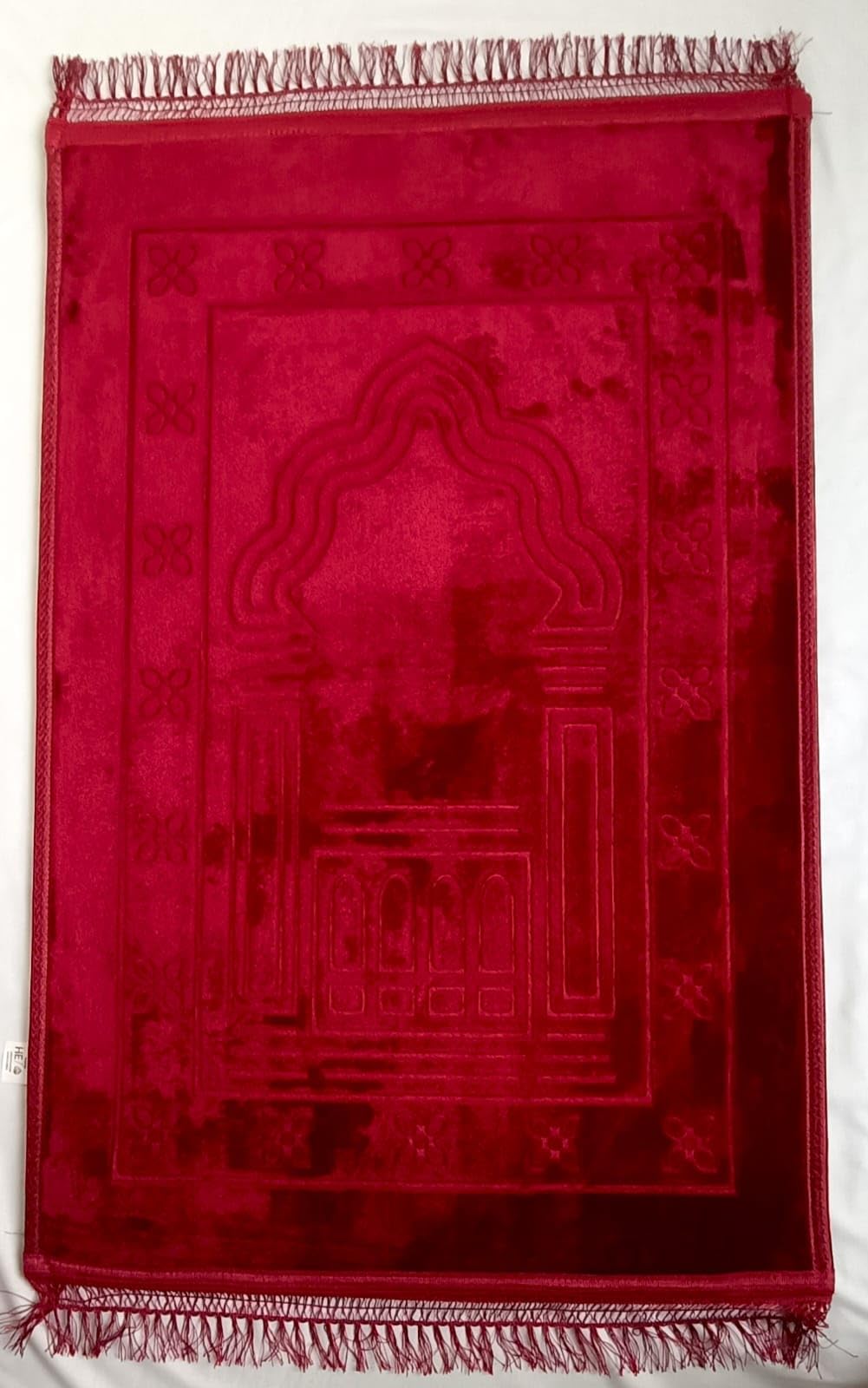 SUFFAH KUTUB KHANA Traditional Prayer Mat Durable & Plush Janamaz Soft & Comfortable Size- 27x44 Inches (Color Red)-image-12