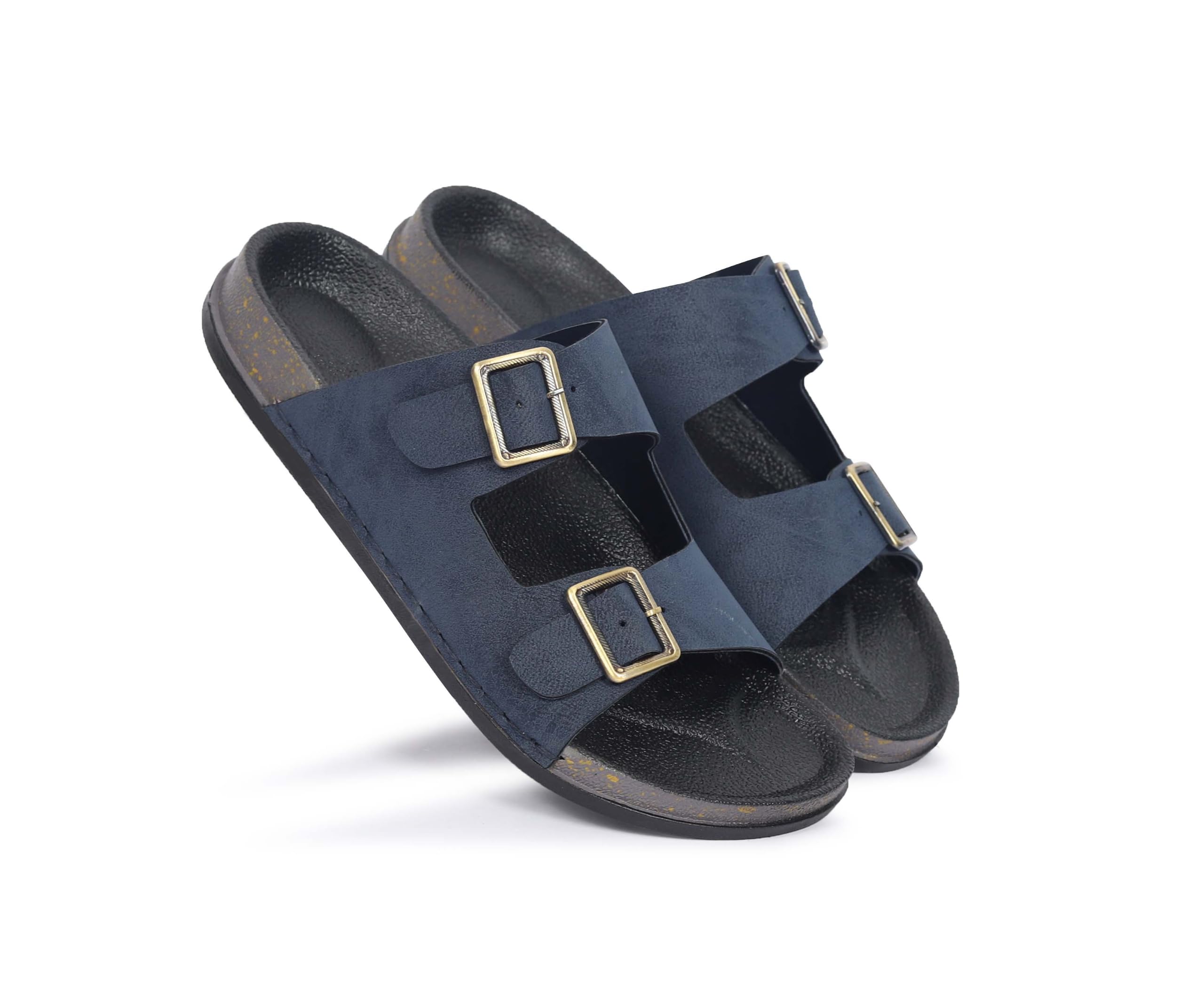 Men's Synthetic Slip-On Sandals for Men | Berkin-Style Slip-On Casual Sandal with Open Toe Design | Comfortable PU Footbed, Arch Support & Lightweight On-Grip Sole for Outdoor Wear|Men Open Toe Buckle Strap Sandals| Summer Slip-On Slipper-image-34