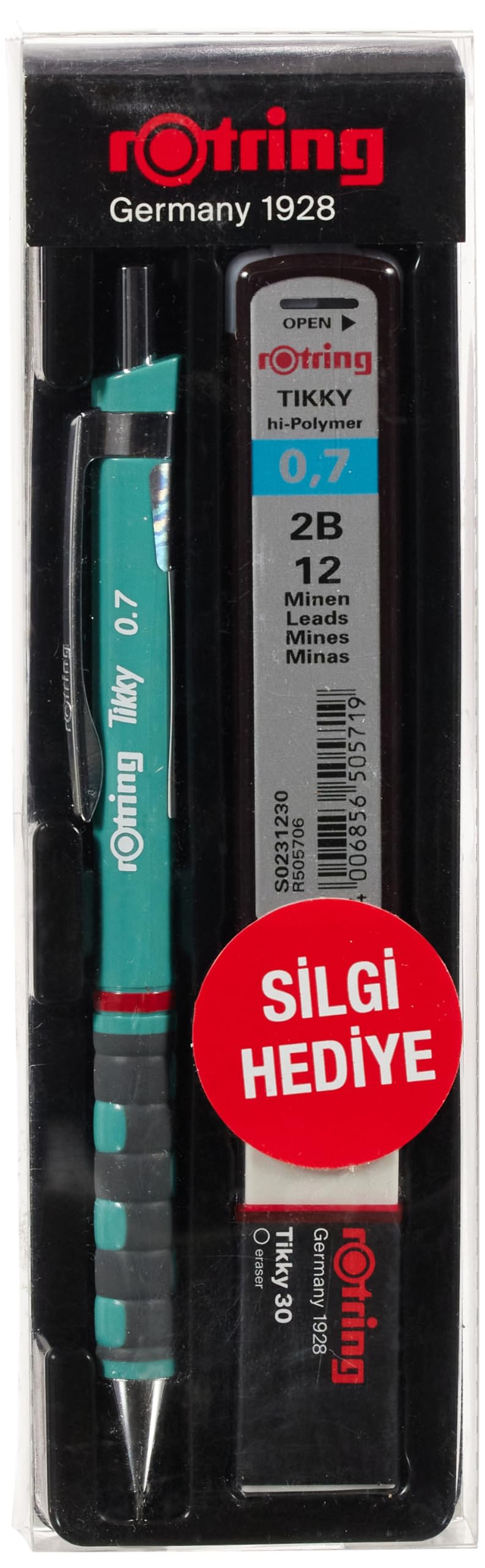 Rotring Tikky - Juego de portaminas (0,7 mm, goma de borrar y punta), color azul marino