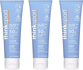 Thinksport SPF 50 plus Mineral Based Sunscreen, Safe, Natural Sunblock for Sports & Active Use, Water Resistant Reef Safe ...