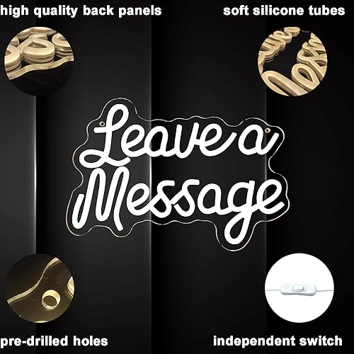 Miniatura 4 de Leave a Message - Letreros de neón para decoración de pared, letrero LED para libro de visitas, letrero de bienvenida, alimentado por USB para