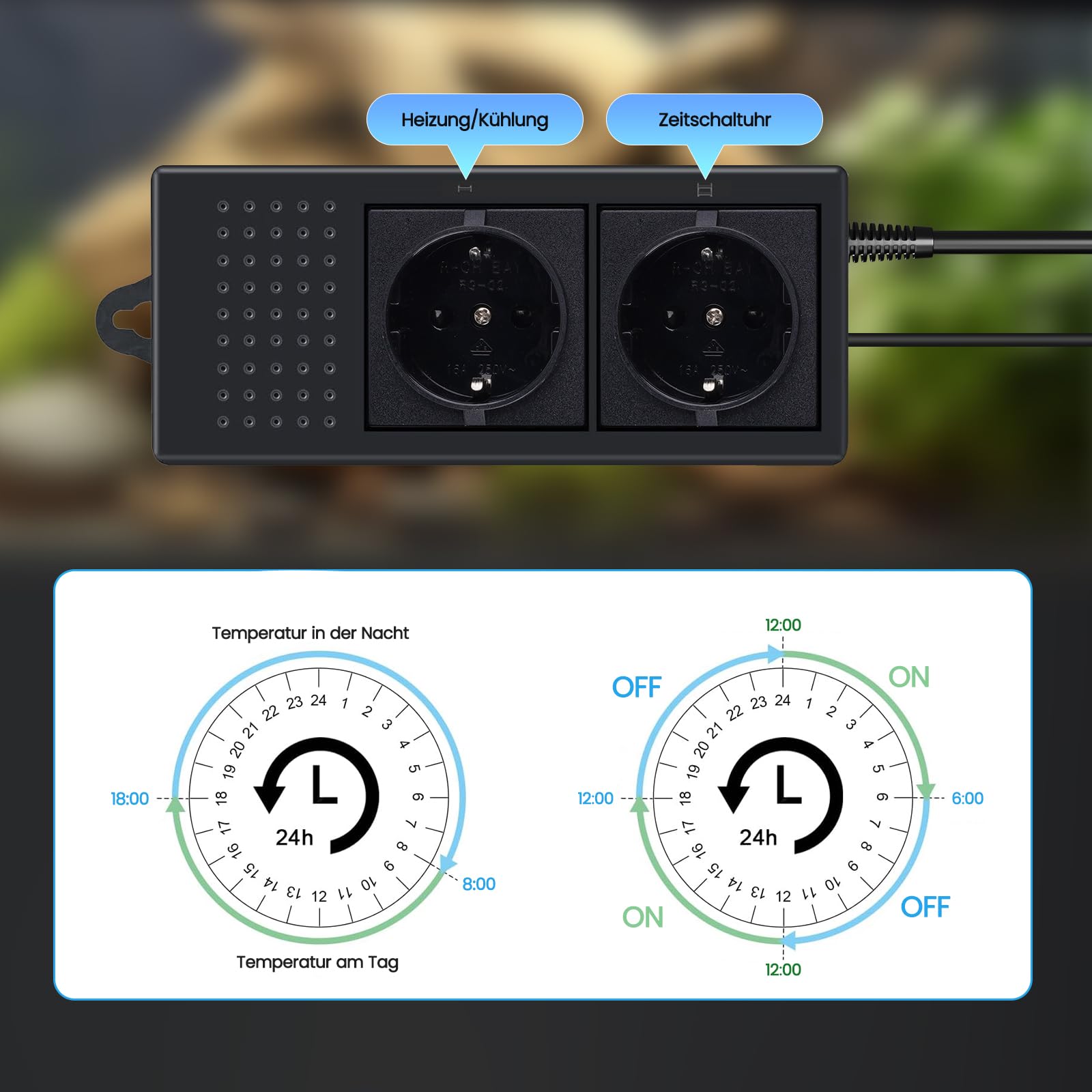 Luxvista 220V Termostat Terrarium Dla Gadów Cyfrowy Regulator Temperatury z Grzaniem/Chłodzeniem i Czujnikiem - Do Akwariów, Szklarni, Jaszczurek
