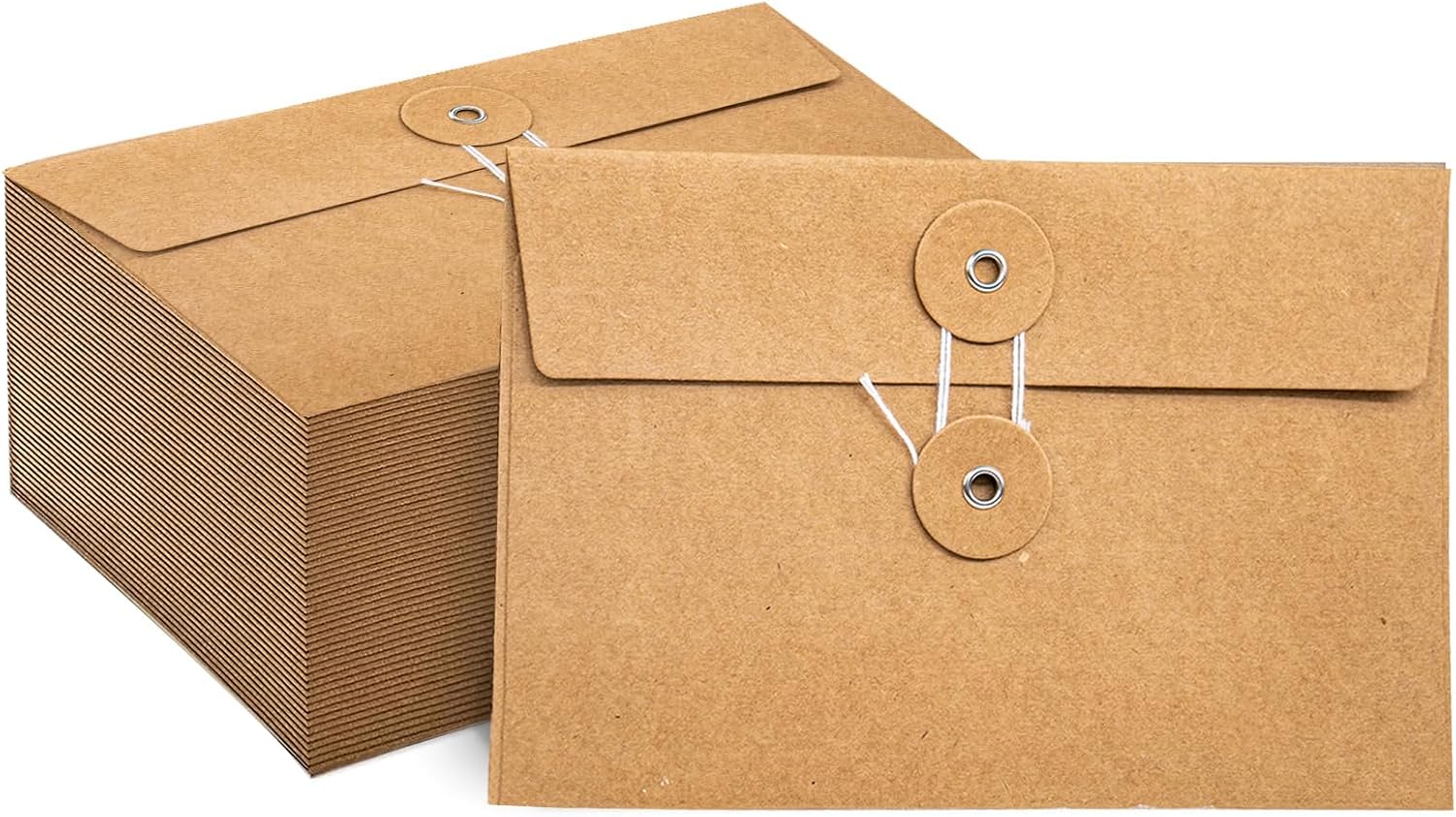 10 Pack Kraft Paper Envelopes With String - 9.3x6.7 Inch Brown Vintage Filing Envelopes For Documents