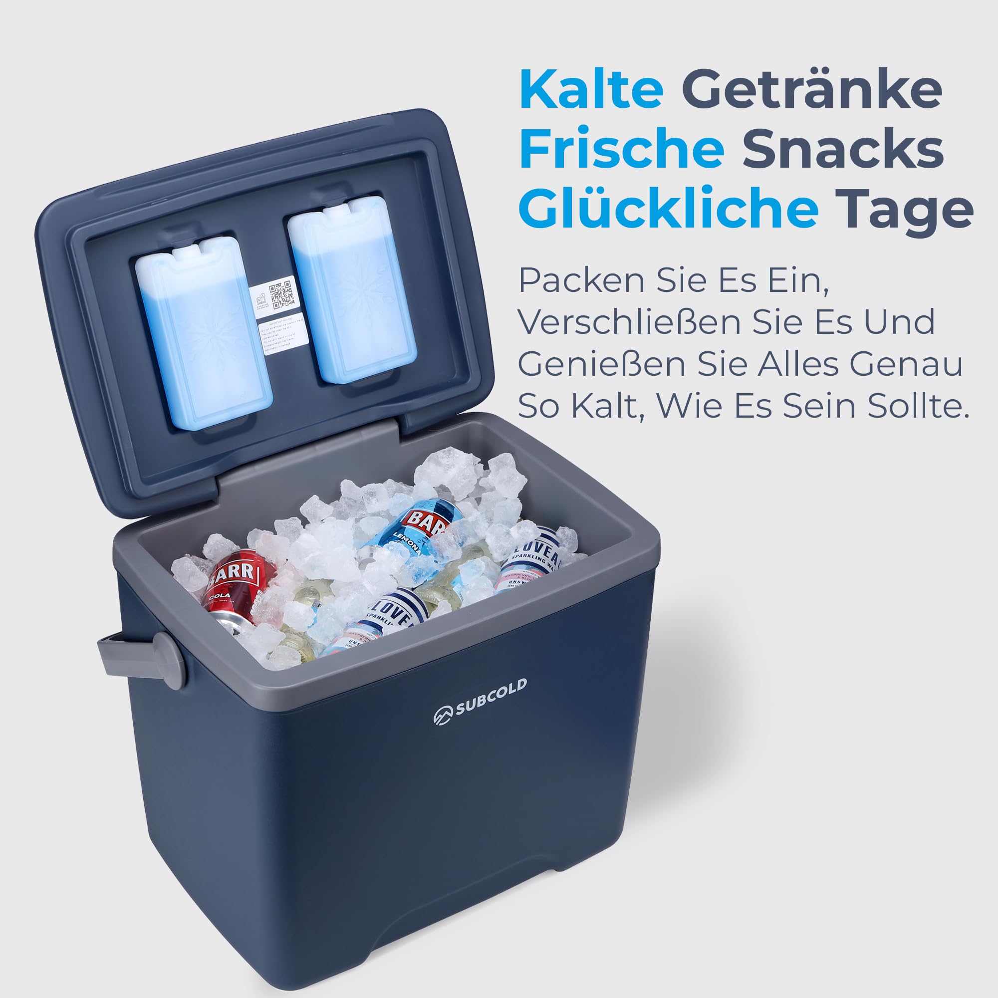 Subcold Kühlbox mit 2 Kühlakkus - Leichte isolierte Kühlbox | Isolierte Kühlbox für Reisen, Auto, Picknick & Strand | Tragbare Eisbox Kühlbox