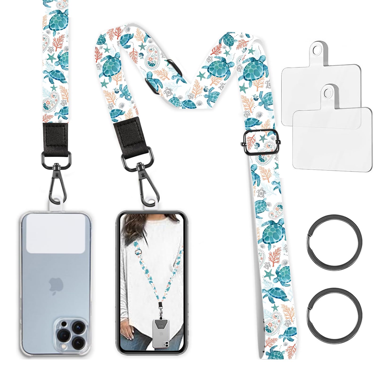 RWSEFK Phone Lanyard Crossbody Phone Strap, Tropical Leaf Cell Phone Lanyard for Around The Neck Shoulder Wristlet Strap