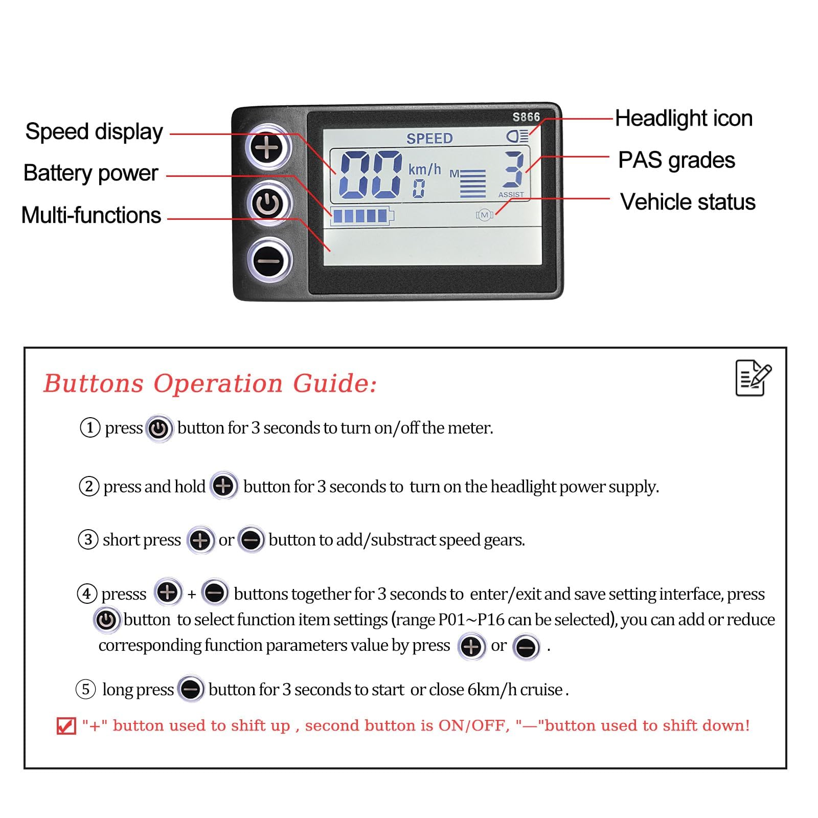 Kunray Contrôleur de Moteur brushless 24-48 V avec Affichage LCD - Contrôleur de vélo électrique Double Mode 24 V 17 A - pour vélo électrique - Kit de contrôleur sans balais