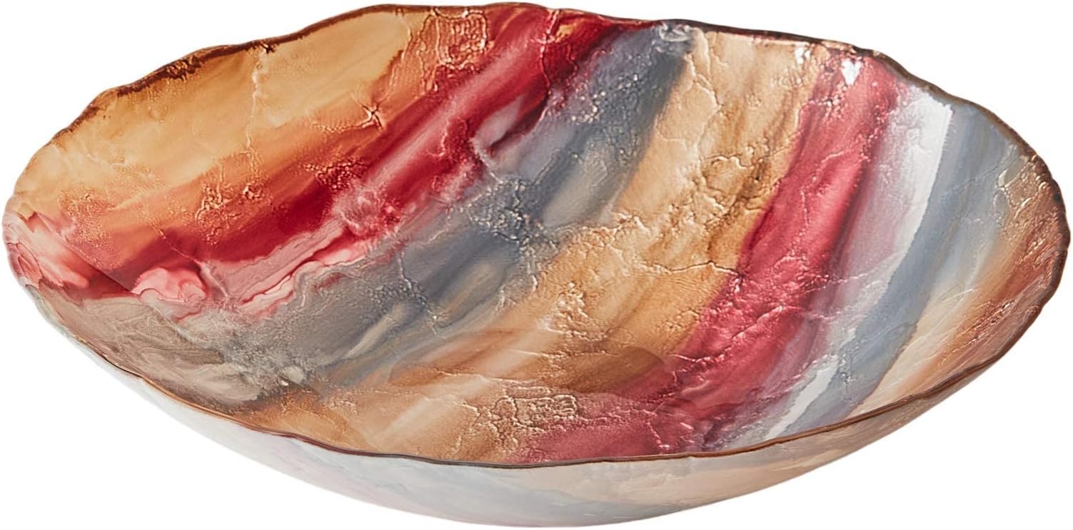 Dune Bowl - Diameter 32 cm - Multi Coloured Decorative Glass Bowl for Home and Holiday Decoration