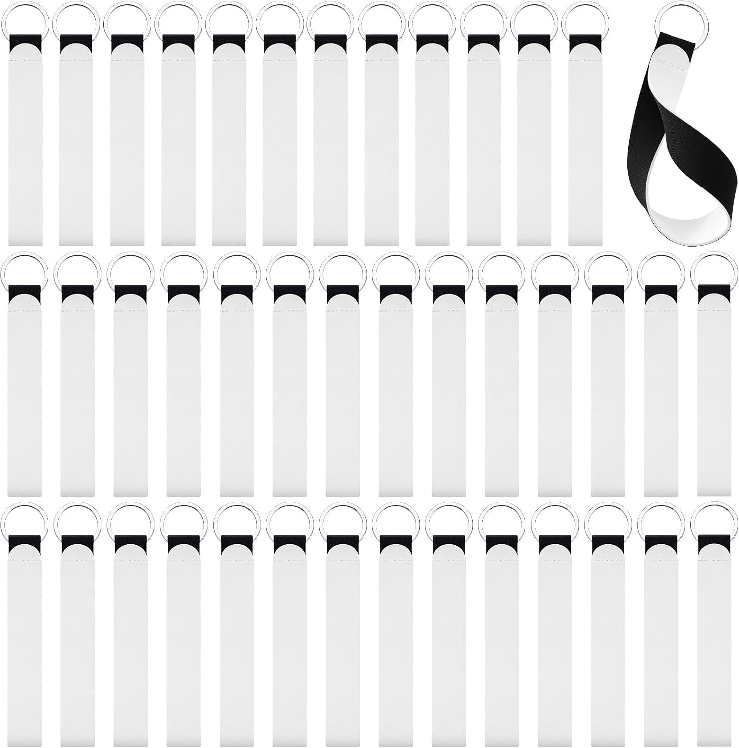 Frienda 40 Pieces Sublimation Wristlet Keychain Blanks Sublimation Lanyard Blank Products DIY Neoprene Key Chains for Women