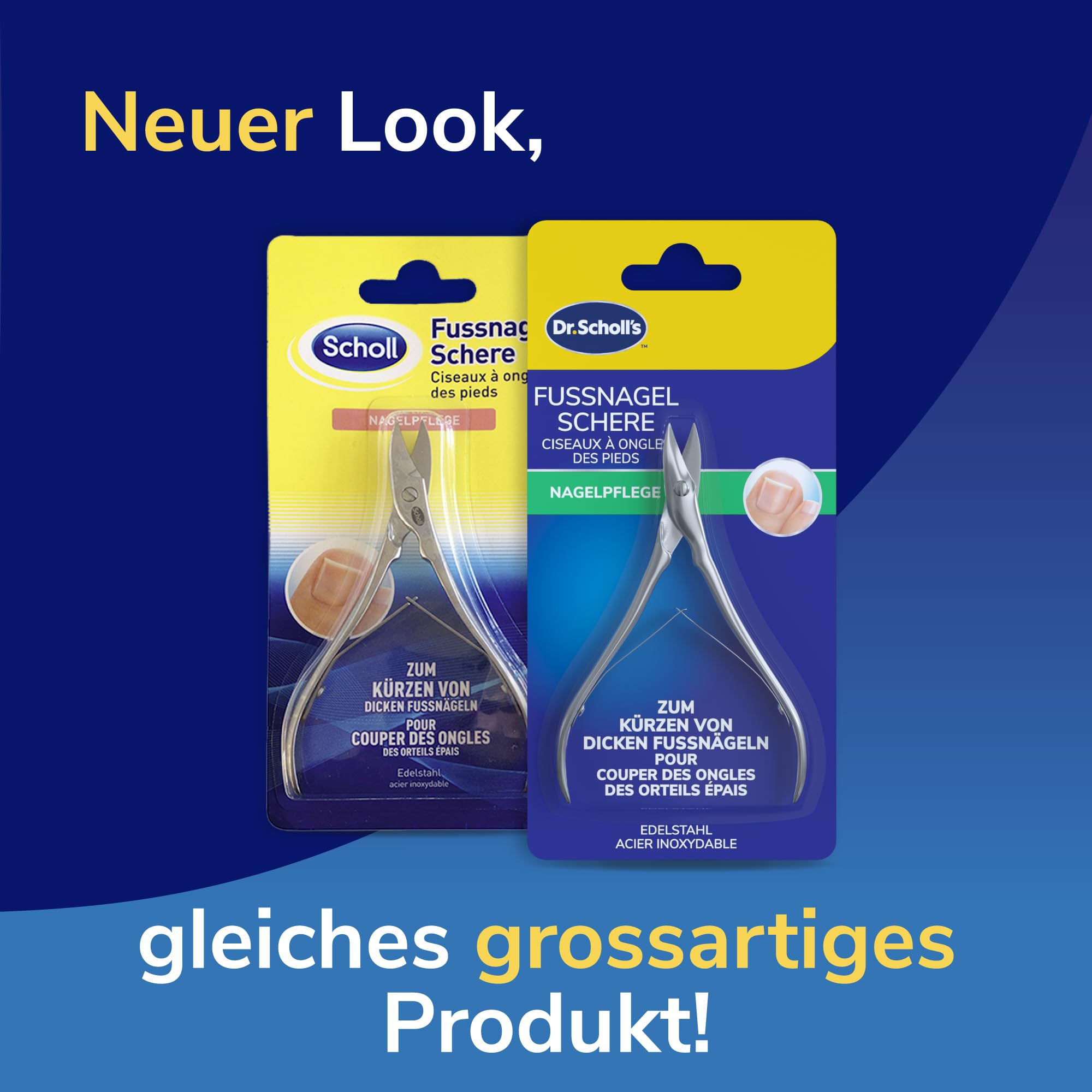 Dr. Scholl’s Fußnagelschere - Leistungsfähige Nagelschere &-knipser aus Edelstahl für dicke Nägel,Präzision beim Schneiden von Zehen- und Fingernägeln, Pediküre-Werkzeug mit doppelter Wirkung, 1 Stück