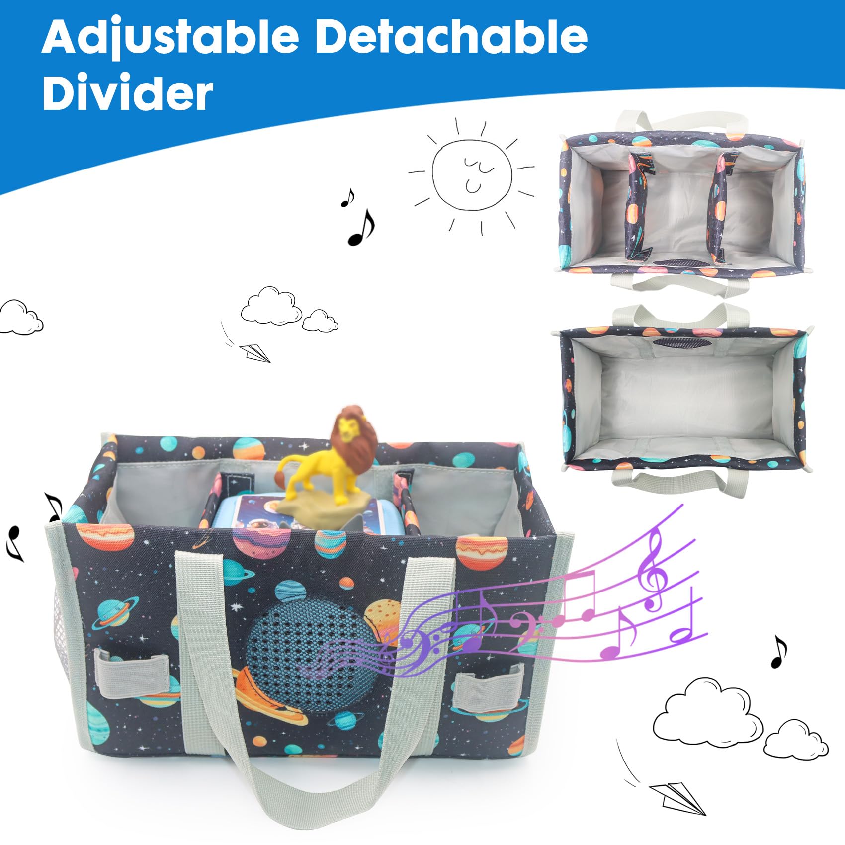 Taladad for Tonies Carrying Case, Toniebox Starter Set,Carrying Bag for Toniebox, Tonie Figures Characters, Headphones and Charging Station, Travel Storage Bag with Handle (Starry Sky)