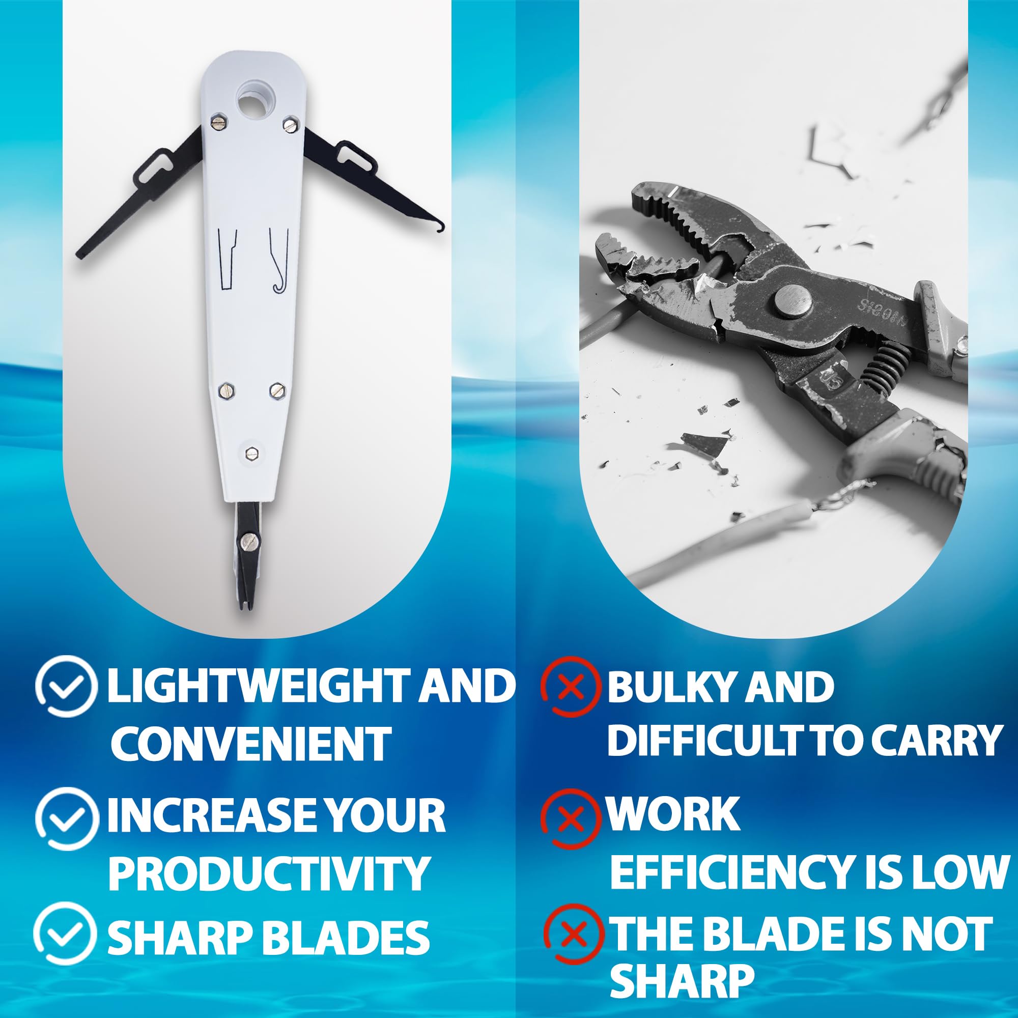 XIYING 4 Pcs Punch Down Tool, 2 Pcs Punch Down Tool for Rj45 Cat5/Cat6/Cat7 Telephone Cable with 2 Pieces Wire Stripper Combo - Image 4